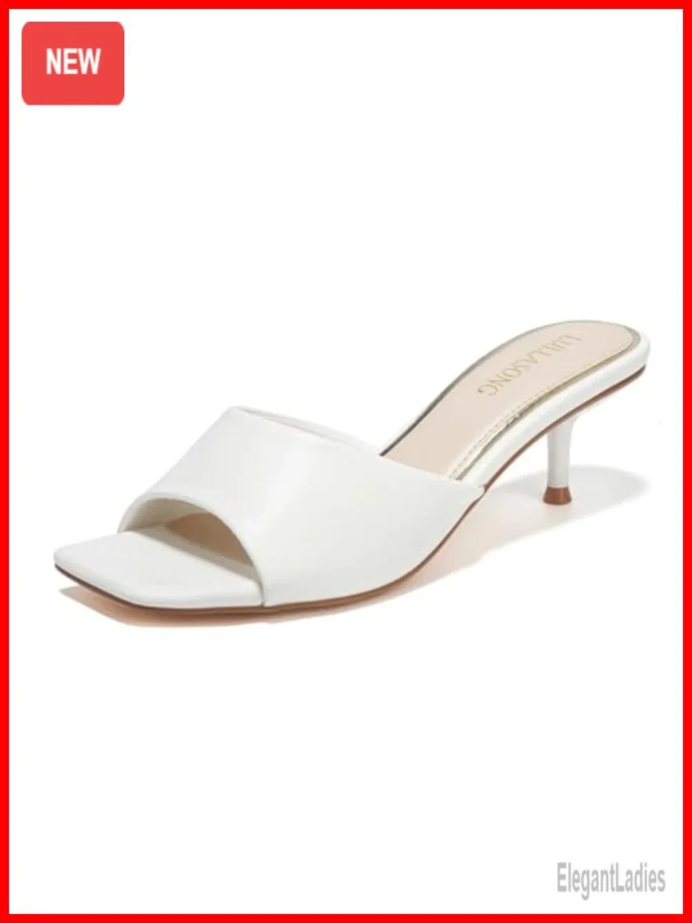 Kitten Heels Sandals 2 Inch Heeled Slides Open Toe Faux Leather